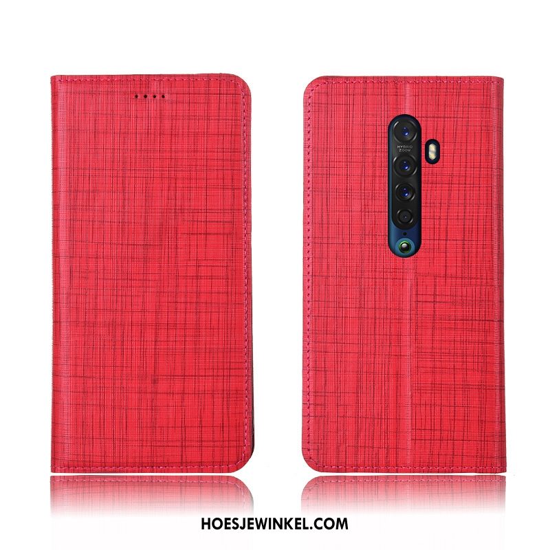 Oppo Reno 2 Hoesje Folio Clamshell Anti-fall, Oppo Reno 2 Hoesje Leren Etui Mobiele Telefoon Braun