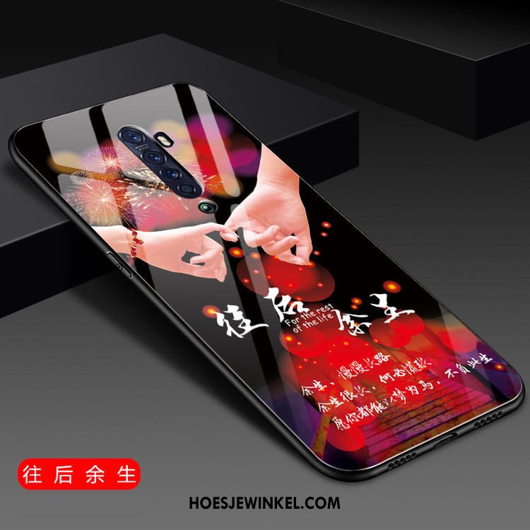 Oppo Reno 2 Hoesje Hoes Siliconen Trend, Oppo Reno 2 Hoesje Glas All Inclusive