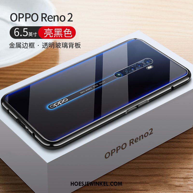 Oppo Reno 2 Hoesje Metaal Mobiele Telefoon Omlijsting, Oppo Reno 2 Hoesje Anti-fall Net Red