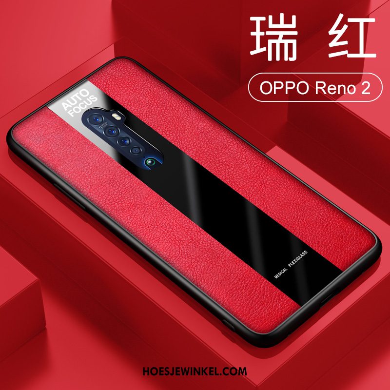 Oppo Reno 2 Hoesje Mobiele Telefoon Trendy Merk Tempereren, Oppo Reno 2 Hoesje Siliconen Skärmskydd