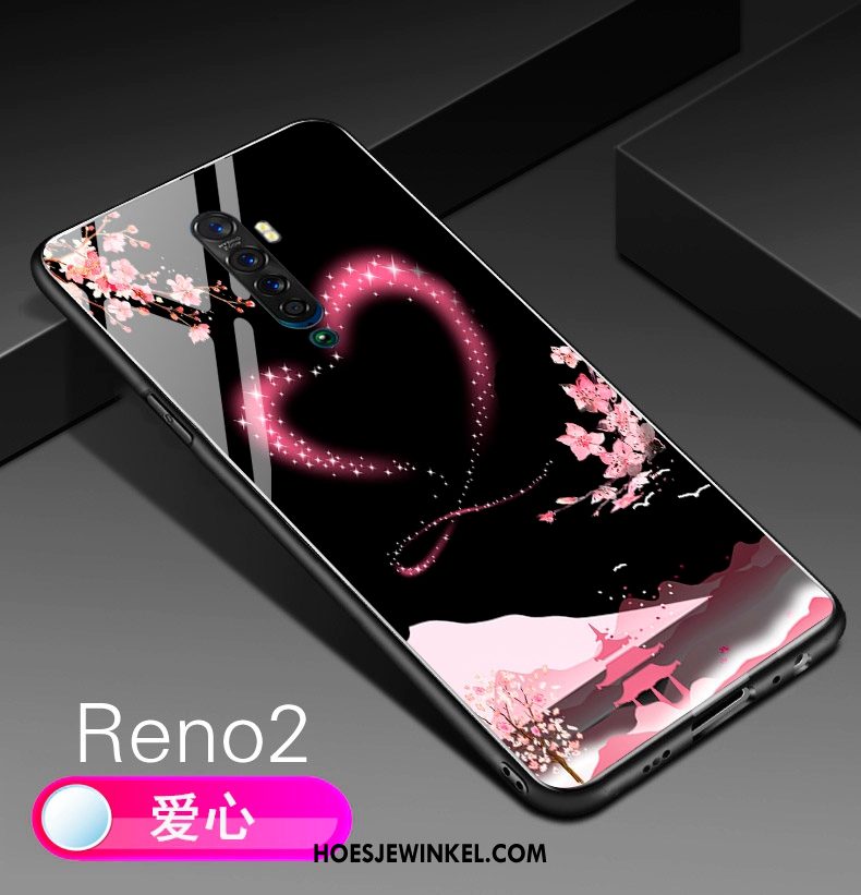 Oppo Reno 2 Hoesje Roze Siliconen Schrobben, Oppo Reno 2 Hoesje Bloemen Anti-fall