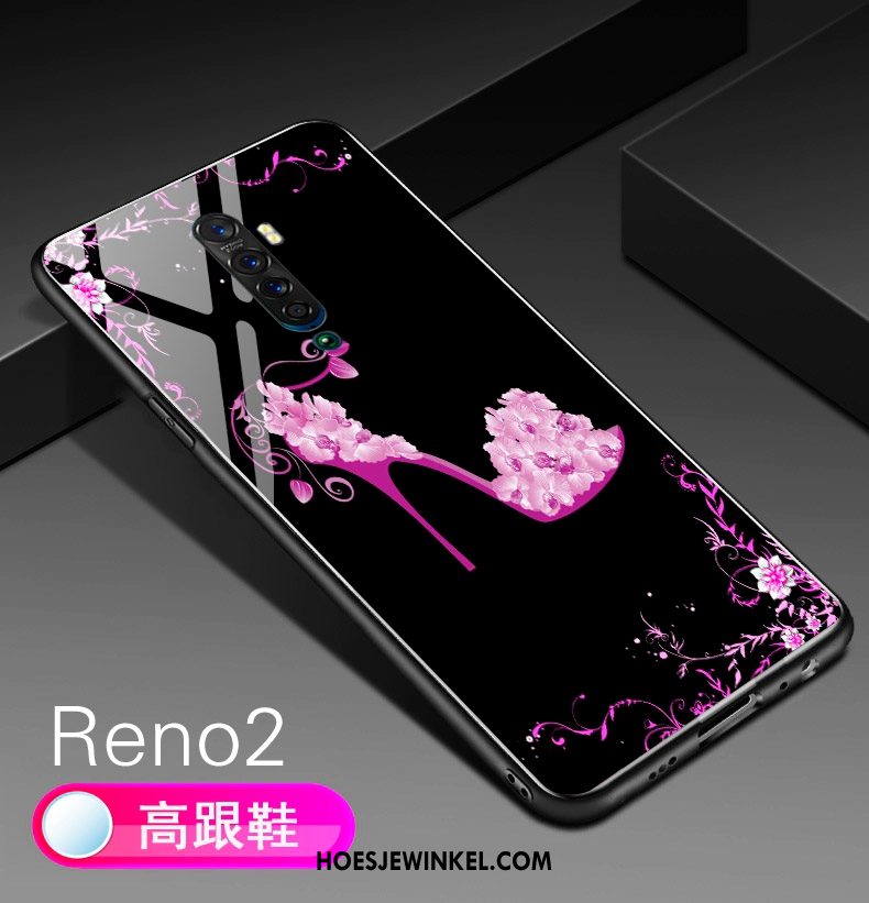 Oppo Reno 2 Hoesje Roze Siliconen Schrobben, Oppo Reno 2 Hoesje Bloemen Anti-fall