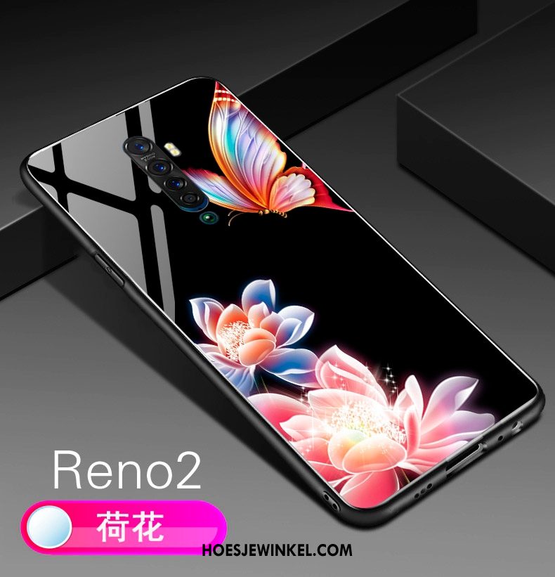 Oppo Reno 2 Hoesje Roze Siliconen Schrobben, Oppo Reno 2 Hoesje Bloemen Anti-fall