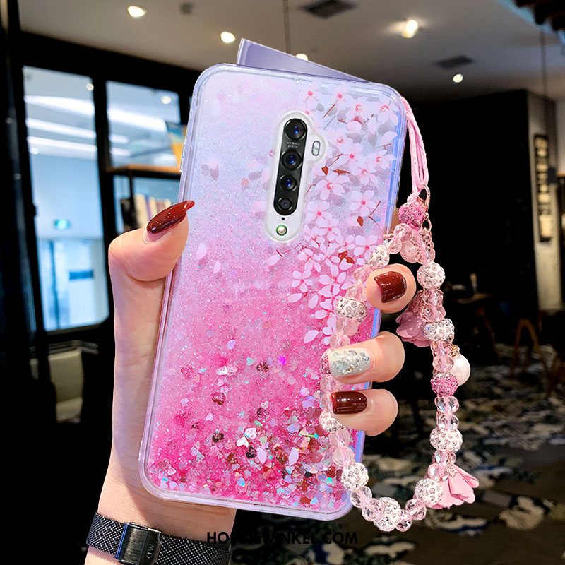 Oppo Reno 2 Hoesje Trend Vloeistof Mobiele Telefoon, Oppo Reno 2 Hoesje Vlinder Bloemen Drijfzand