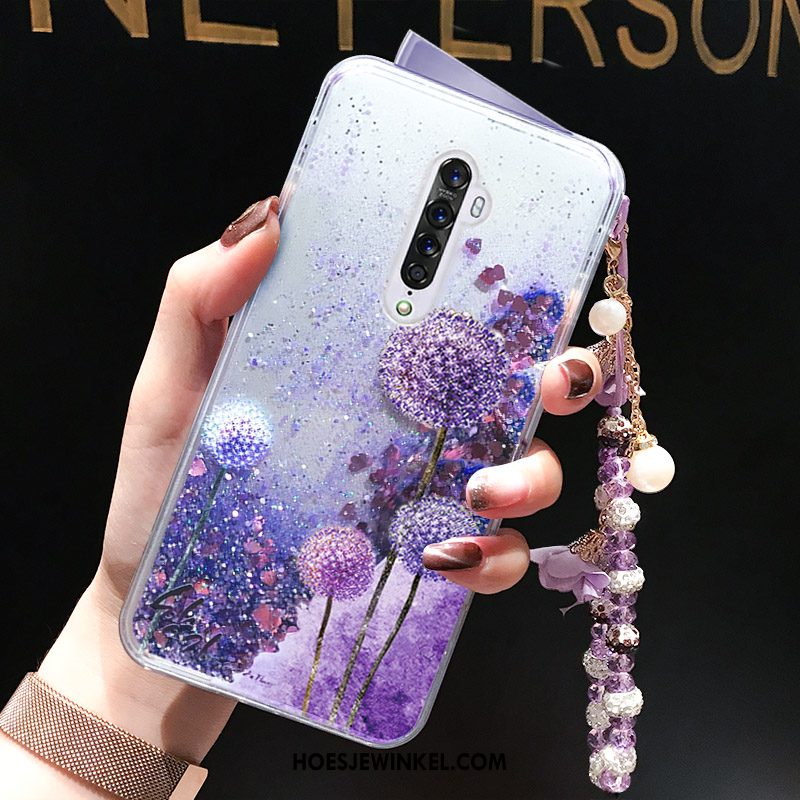 Oppo Reno 2 Hoesje Trend Vloeistof Mobiele Telefoon, Oppo Reno 2 Hoesje Vlinder Bloemen Drijfzand