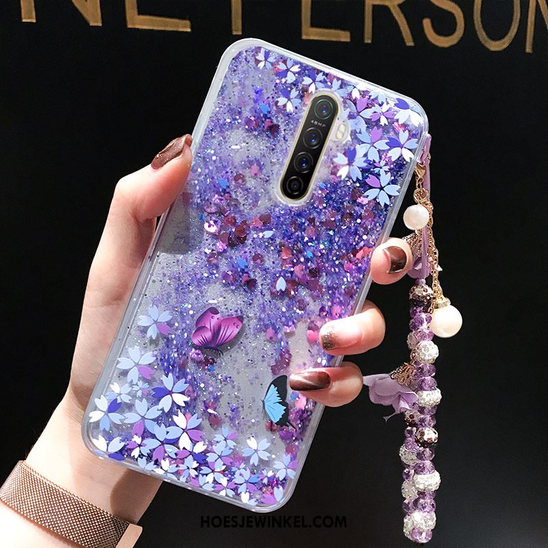 Oppo Reno 2 Hoesje Trend Vloeistof Mobiele Telefoon, Oppo Reno 2 Hoesje Vlinder Bloemen Drijfzand