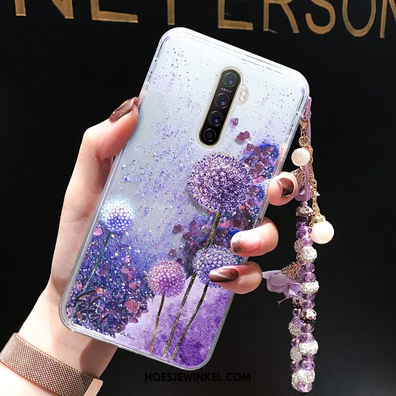 Oppo Reno 2 Hoesje Trend Vloeistof Mobiele Telefoon, Oppo Reno 2 Hoesje Vlinder Bloemen Drijfzand