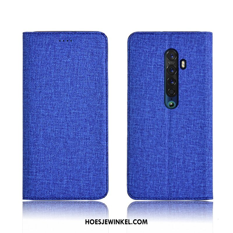 Oppo Reno 2 Z Hoesje Anti-fall Clamshell Hoes, Oppo Reno 2 Z Hoesje Folio Leren Etui Braun