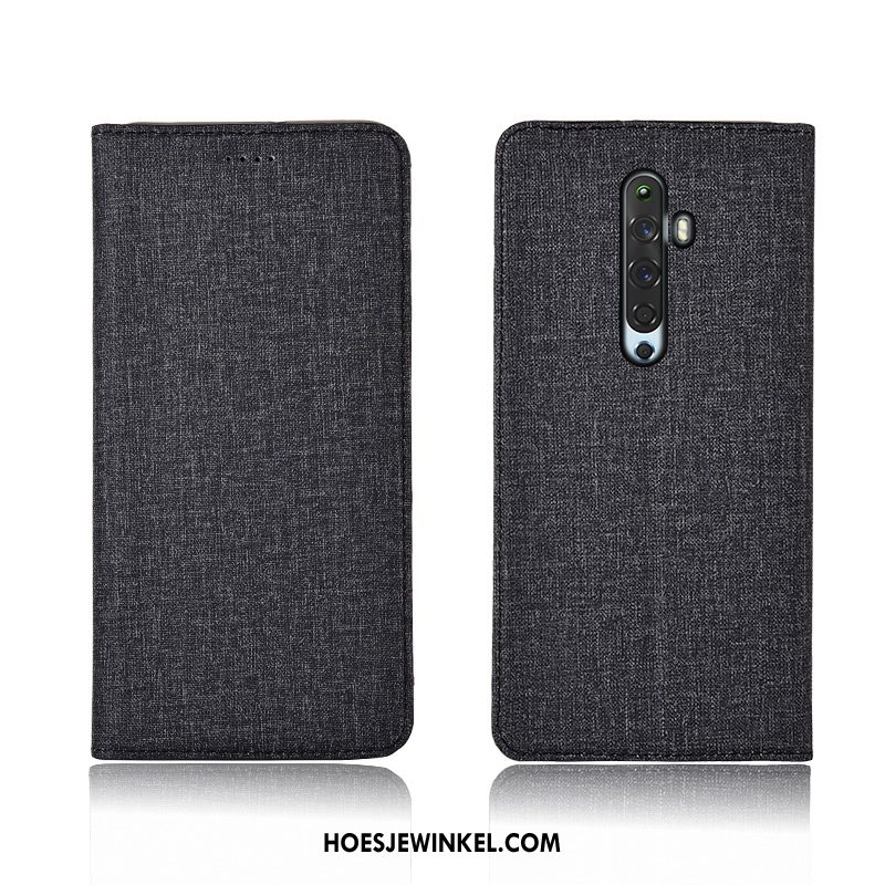 Oppo Reno 2 Z Hoesje Anti-fall Clamshell Hoes, Oppo Reno 2 Z Hoesje Folio Leren Etui Braun