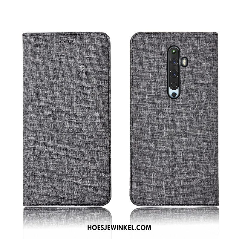 Oppo Reno 2 Z Hoesje Anti-fall Clamshell Hoes, Oppo Reno 2 Z Hoesje Folio Leren Etui Braun