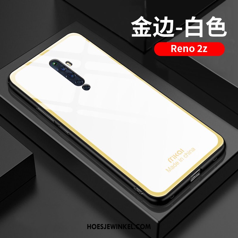 Oppo Reno 2 Z Hoesje Goud Hoes Blauw, Oppo Reno 2 Z Hoesje Glas Net Red