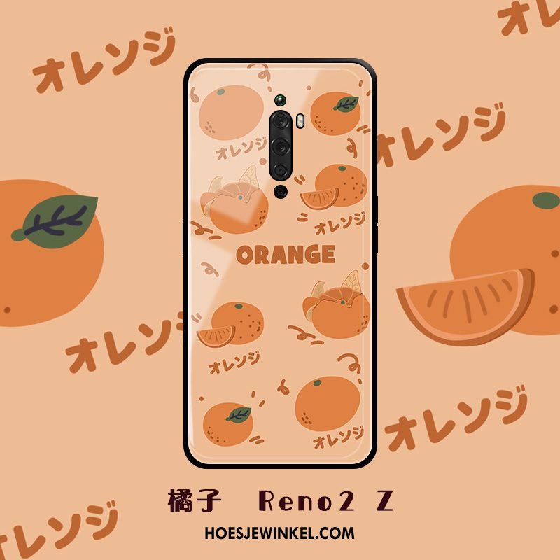 Oppo Reno 2 Z Hoesje Zacht Original Aardbei, Oppo Reno 2 Z Hoesje Glas Net Red Orange