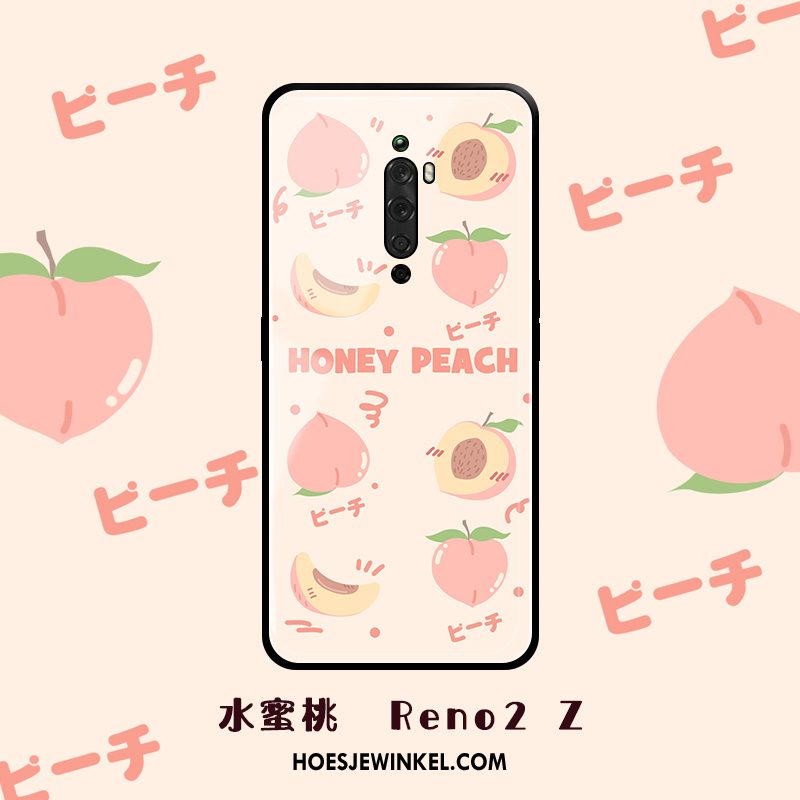 Oppo Reno 2 Z Hoesje Zacht Original Aardbei, Oppo Reno 2 Z Hoesje Glas Net Red Orange