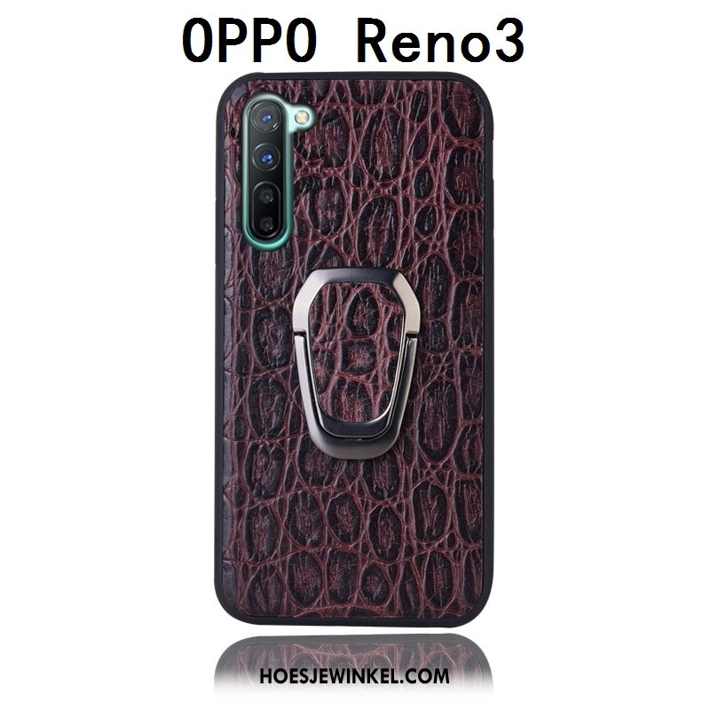 Oppo Reno 3 Hoesje Bescherming Achterklep Anti-fall, Oppo Reno 3 Hoesje Hoes Echt Leer