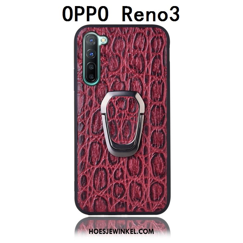 Oppo Reno 3 Hoesje Bescherming Achterklep Anti-fall, Oppo Reno 3 Hoesje Hoes Echt Leer