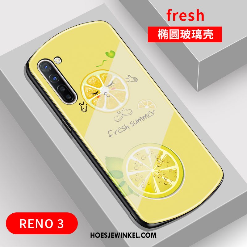 Oppo Reno 3 Hoesje Glas Net Red Mobiele Telefoon, Oppo Reno 3 Hoesje Mooie Spiegel