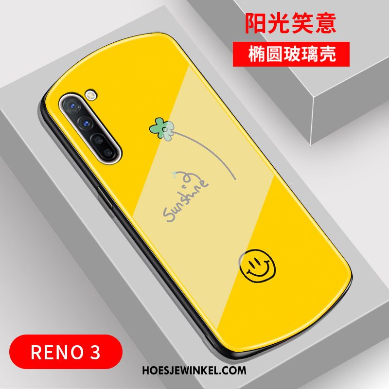 Oppo Reno 3 Hoesje Glas Net Red Mobiele Telefoon, Oppo Reno 3 Hoesje Mooie Spiegel