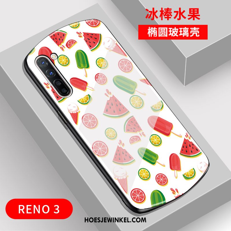 Oppo Reno 3 Hoesje Glas Net Red Mobiele Telefoon, Oppo Reno 3 Hoesje Mooie Spiegel