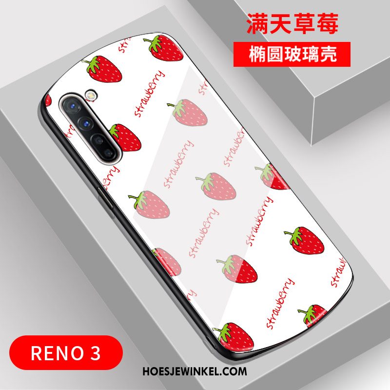 Oppo Reno 3 Hoesje Glas Net Red Mobiele Telefoon, Oppo Reno 3 Hoesje Mooie Spiegel