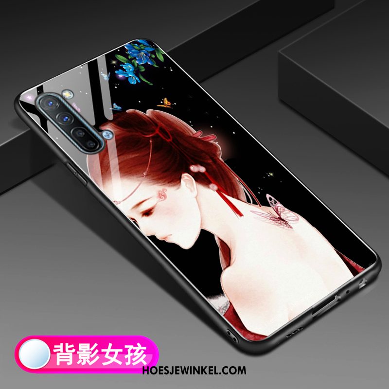 Oppo Reno 3 Hoesje Glas Siliconen Anti-fall, Oppo Reno 3 Hoesje Zacht Zwart