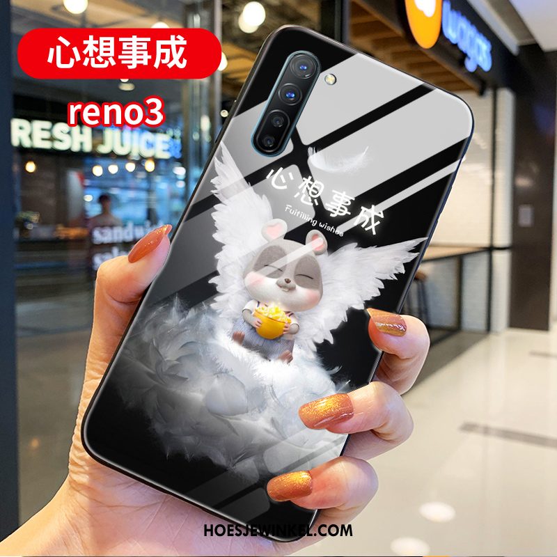 Oppo Reno 3 Hoesje Glas Spotprent Persoonlijk, Oppo Reno 3 Hoesje Rat Bescherming