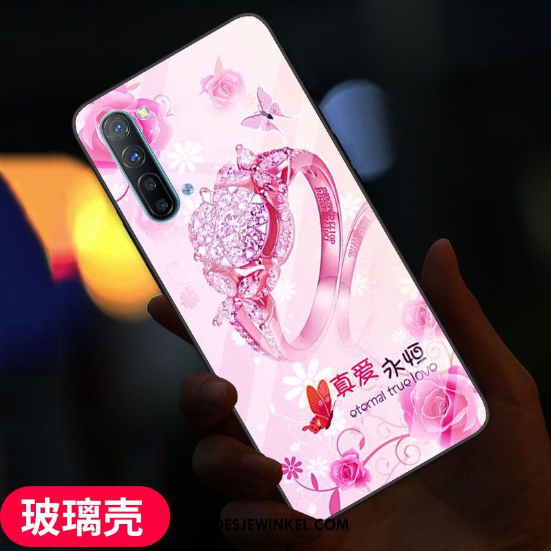 Oppo Reno 3 Hoesje Roze Zacht Glas, Oppo Reno 3 Hoesje Vers Mobiele Telefoon