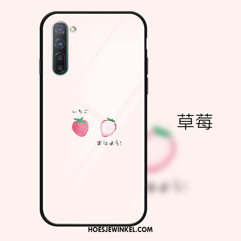 Oppo Reno 3 Hoesje Spotprent Glas Aardbei, Oppo Reno 3 Hoesje Bescherming Mobiele Telefoon