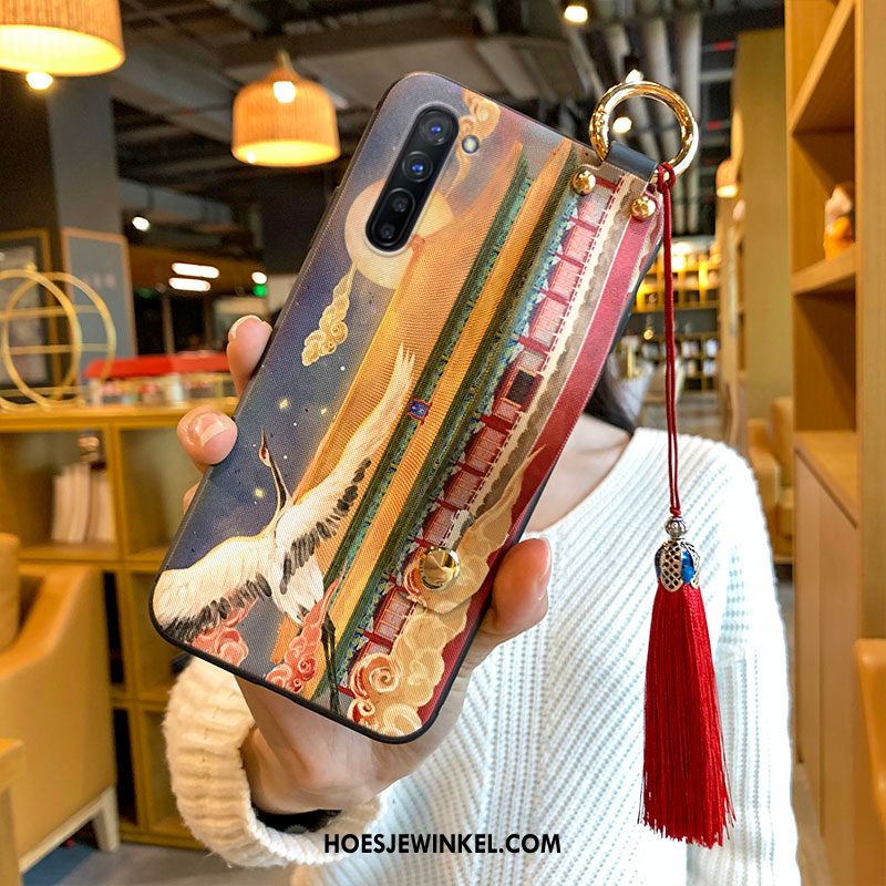 Oppo Reno 3 Hoesje Wind Mobiele Telefoon Zacht, Oppo Reno 3 Hoesje Rood Kwasten