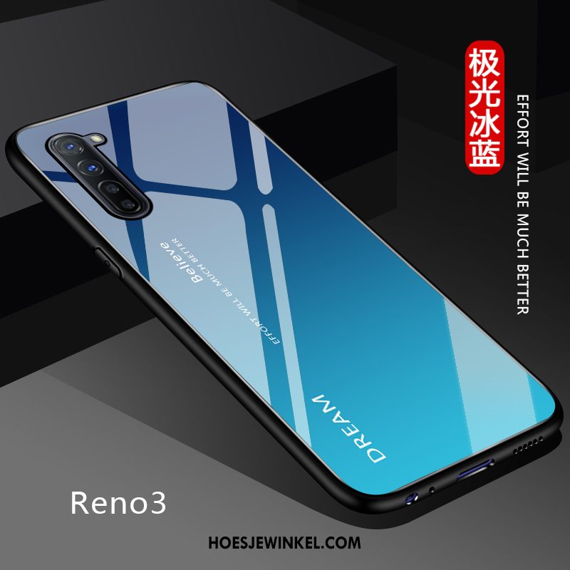 Oppo Reno 3 Hoesje Zwart Hoes Pas, Oppo Reno 3 Hoesje Lovers Effen Kleur