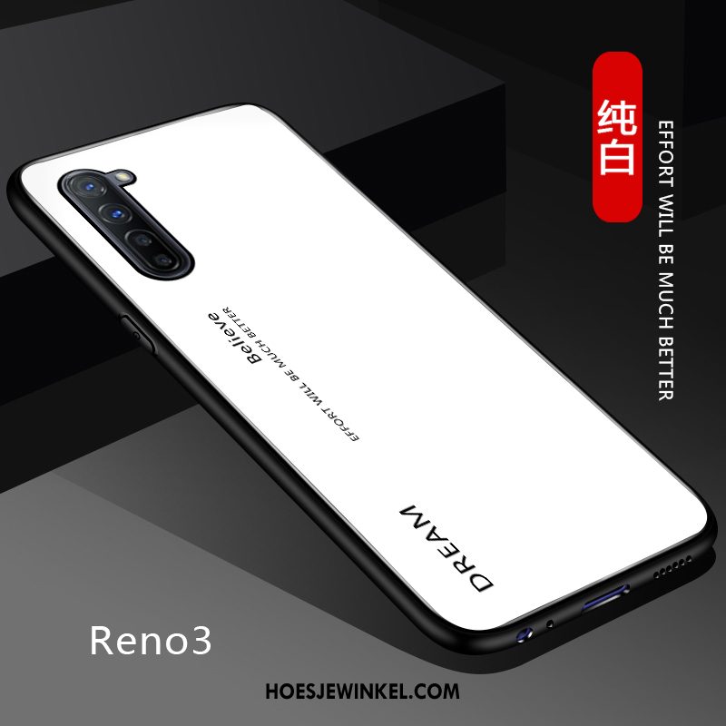 Oppo Reno 3 Hoesje Zwart Hoes Pas, Oppo Reno 3 Hoesje Lovers Effen Kleur