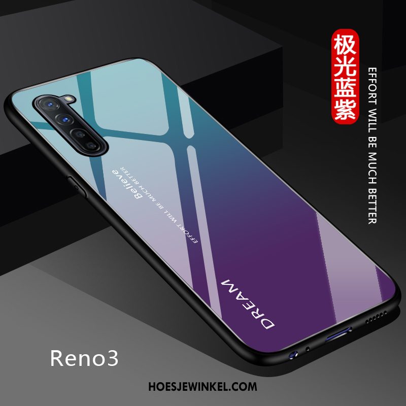 Oppo Reno 3 Hoesje Zwart Hoes Pas, Oppo Reno 3 Hoesje Lovers Effen Kleur