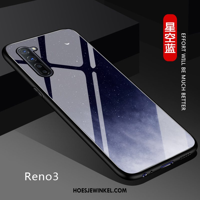 Oppo Reno 3 Hoesje Zwart Hoes Pas, Oppo Reno 3 Hoesje Lovers Effen Kleur