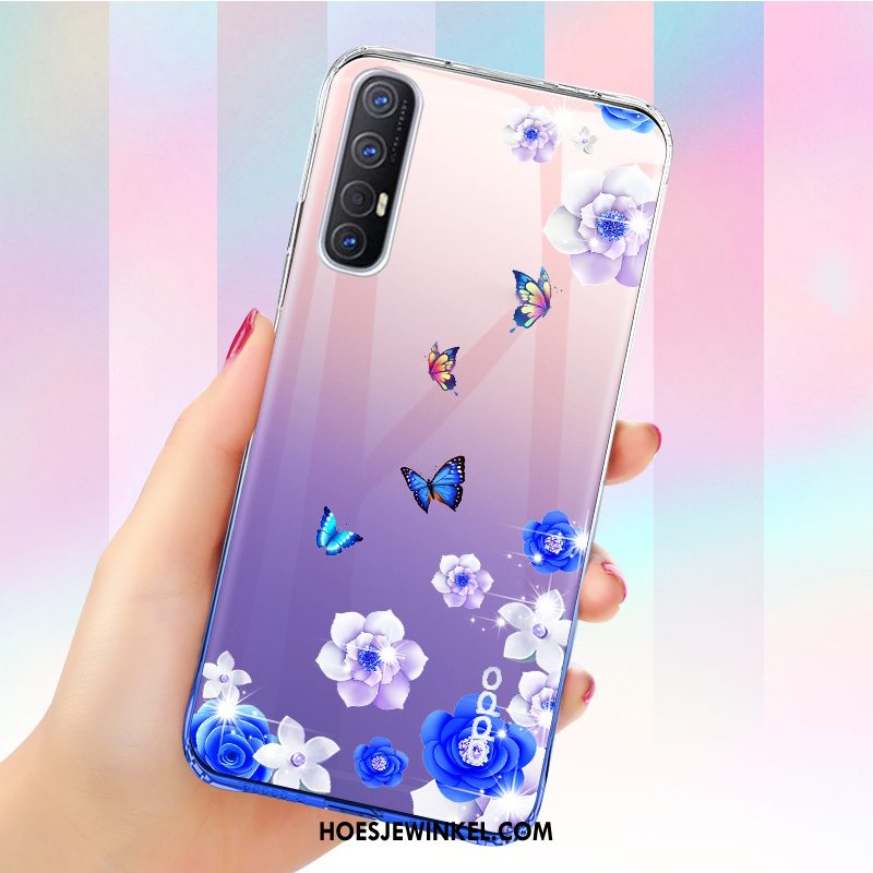 Oppo Reno 3 Pro Hoesje Doorzichtig Blauw Mobiele Telefoon, Oppo Reno 3 Pro Hoesje Persoonlijk Siliconen