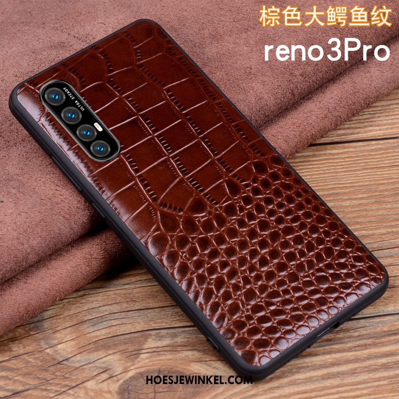 Oppo Reno 3 Pro Hoesje Echt Leer Bescherming Bedrijf, Oppo Reno 3 Pro Hoesje Lichte En Dun All Inclusive Braun