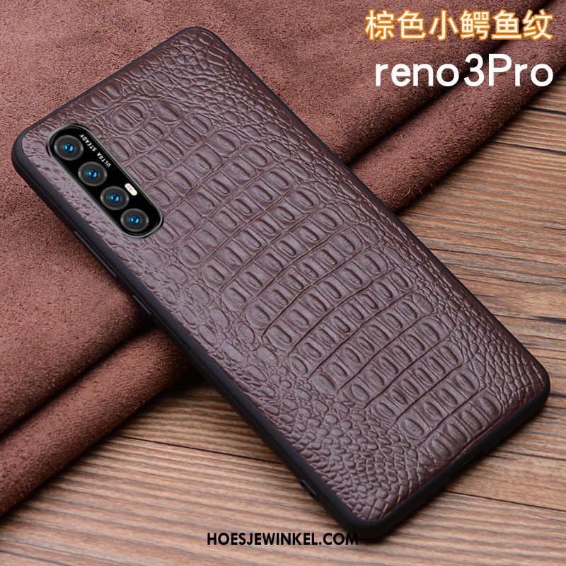 Oppo Reno 3 Pro Hoesje Echt Leer Bescherming Bedrijf, Oppo Reno 3 Pro Hoesje Lichte En Dun All Inclusive Braun