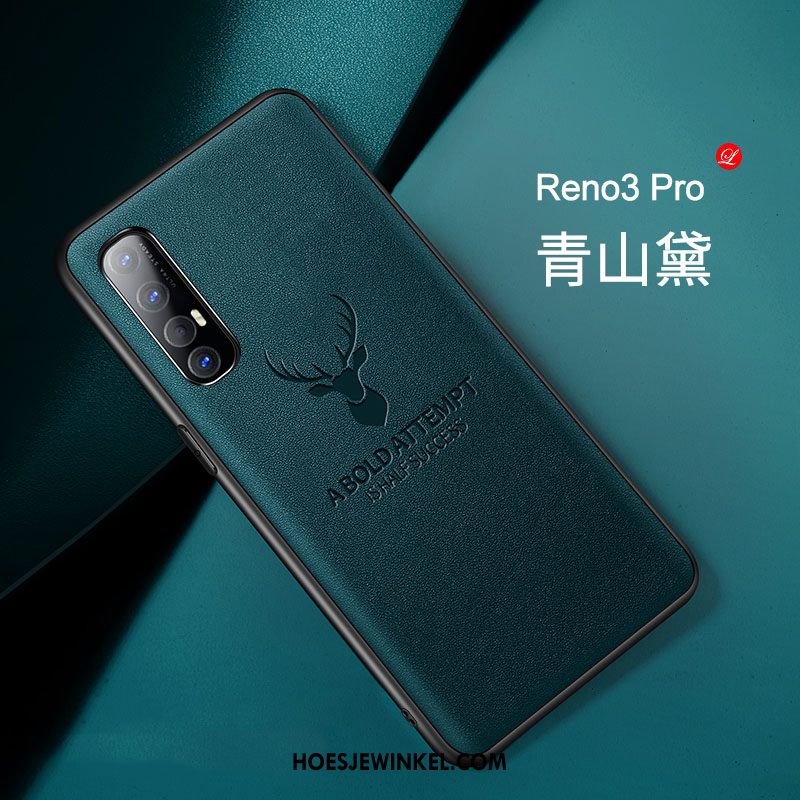 Oppo Reno 3 Pro Hoesje Hoes Echt Leer Siliconen, Oppo Reno 3 Pro Hoesje Scheppend Zacht