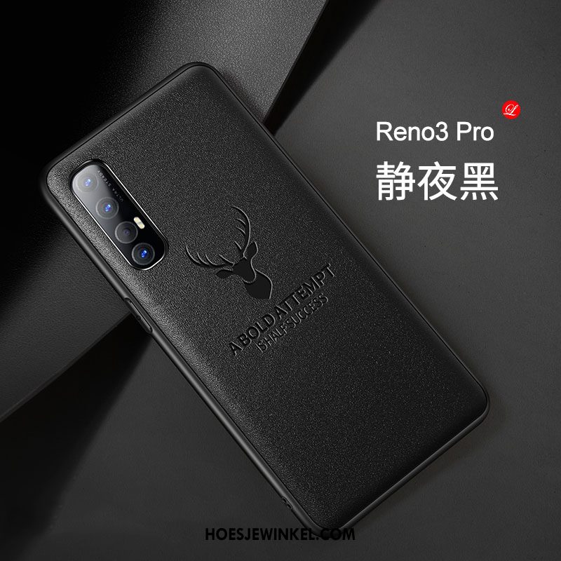 Oppo Reno 3 Pro Hoesje Hoes Echt Leer Siliconen, Oppo Reno 3 Pro Hoesje Scheppend Zacht