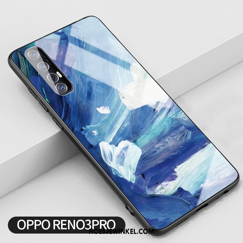 Oppo Reno 3 Pro Hoesje Hoes Olieverfschilderij Siliconen, Oppo Reno 3 Pro Hoesje Glas Rood