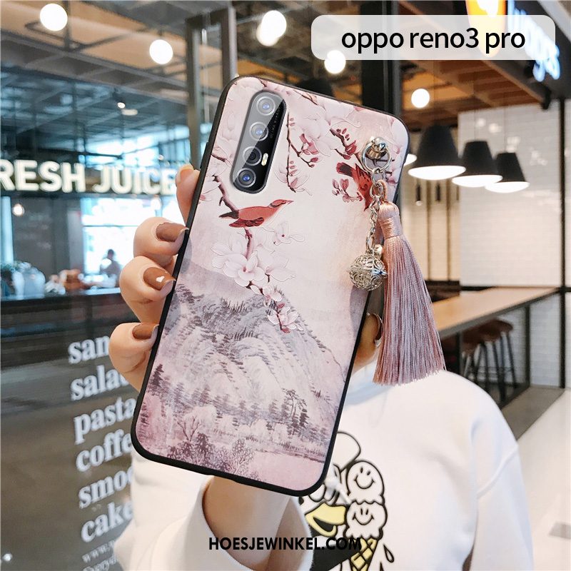 Oppo Reno 3 Pro Hoesje Siliconen Nieuw Net Red, Oppo Reno 3 Pro Hoesje Kwasten Paleis