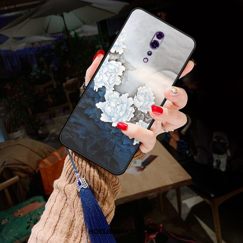 Oppo Reno Z Hoesje Bloemen Vintage Pioen, Oppo Reno Z Hoesje Chinese Stijl Trend