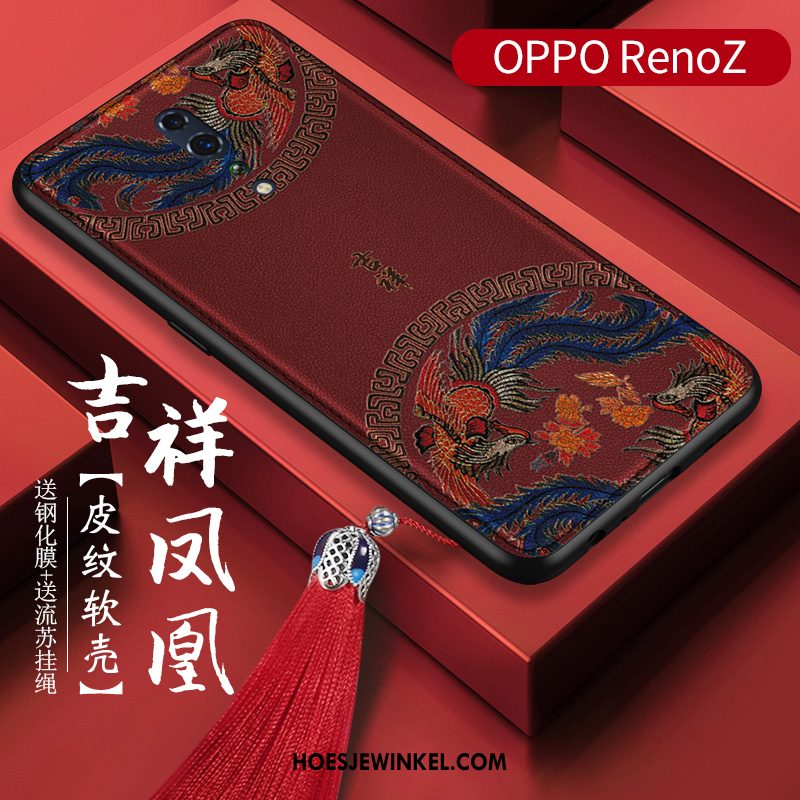 Oppo Reno Z Hoesje Chinese Stijl Anti-fall Bloemen, Oppo Reno Z Hoesje Hoes Zacht