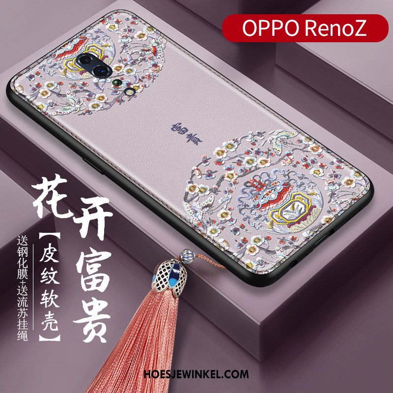 Oppo Reno Z Hoesje Chinese Stijl Anti-fall Bloemen, Oppo Reno Z Hoesje Hoes Zacht