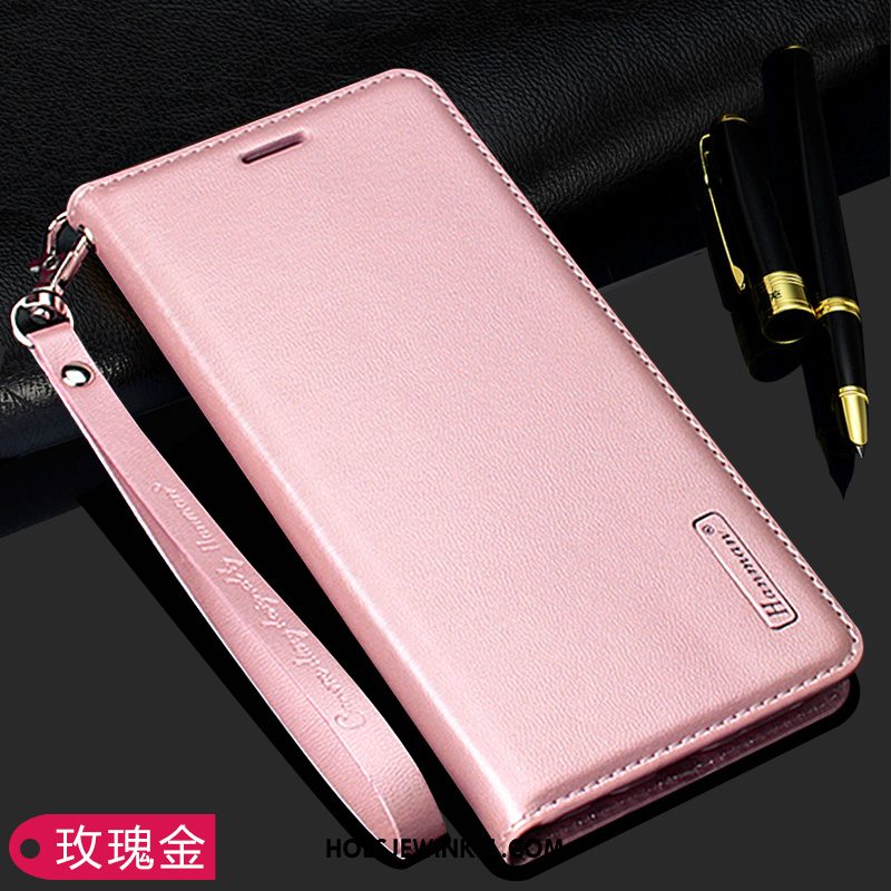 Oppo Reno Z Hoesje Echt Leer Rose Goud Folio, Oppo Reno Z Hoesje Leren Etui Skärmskydd