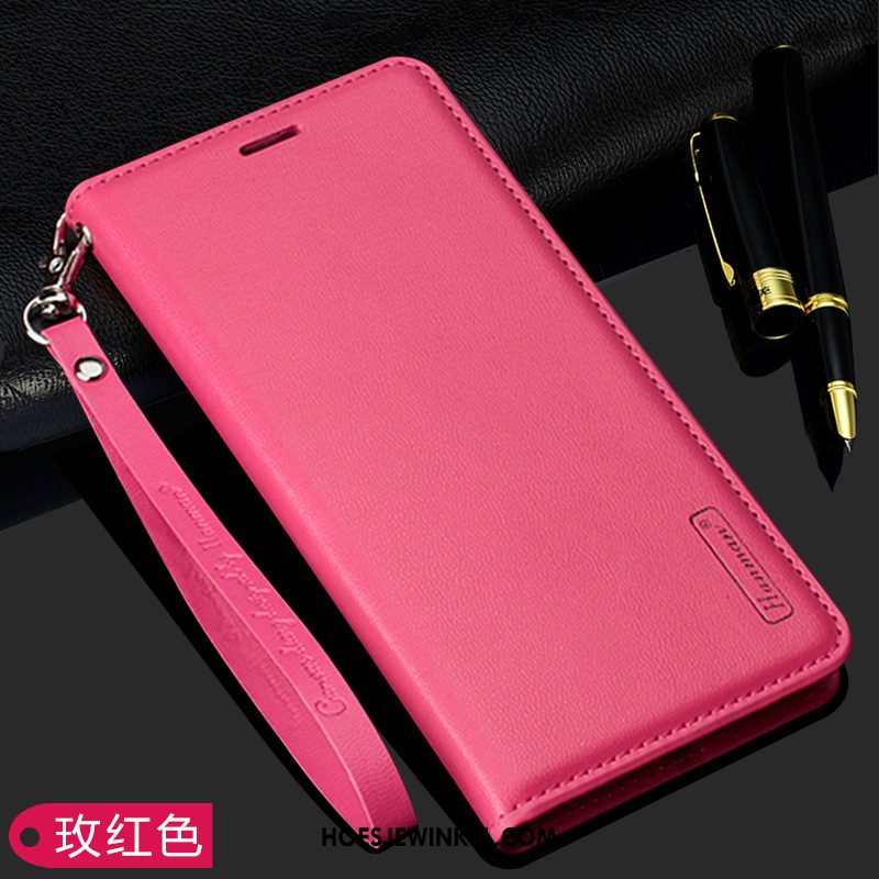 Oppo Reno Z Hoesje Echt Leer Rose Goud Folio, Oppo Reno Z Hoesje Leren Etui Skärmskydd