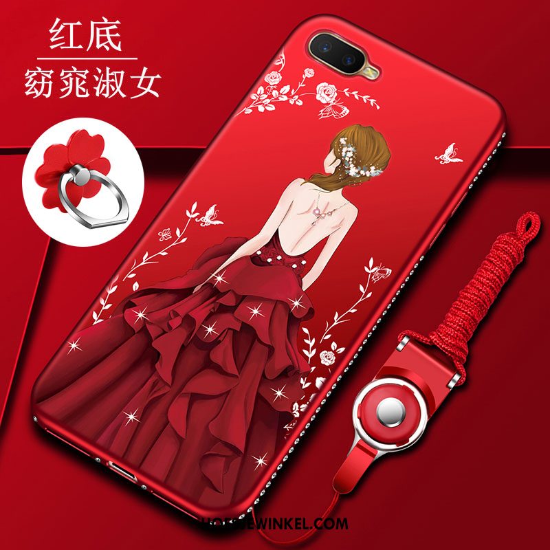 Oppo Rx17 Neo Hoesje Scheppend Rood Strass, Oppo Rx17 Neo Hoesje Hoes Zacht