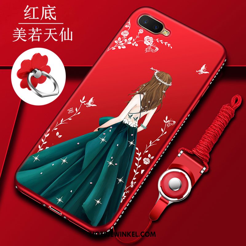 Oppo Rx17 Neo Hoesje Scheppend Rood Strass, Oppo Rx17 Neo Hoesje Hoes Zacht