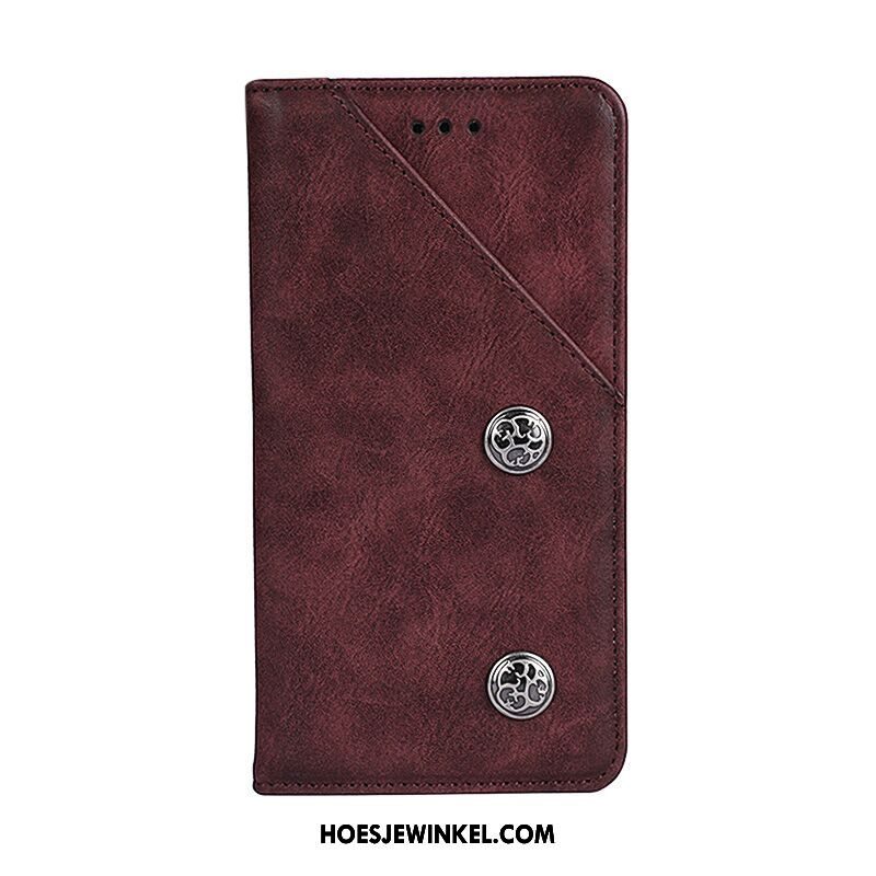 Pocophone F1 Hoesje Bescherming Folio Zwart, Pocophone F1 Hoesje Leren Etui Scheppend Beige