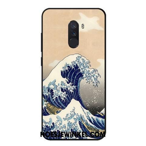 Pocophone F1 Hoesje Bescherming Hoes Geschilderd, Pocophone F1 Hoesje Zwart Wind Beige