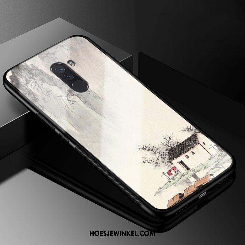 Pocophone F1 Hoesje Glas Hard Mooie, Pocophone F1 Hoesje Zacht Anti-fall Beige