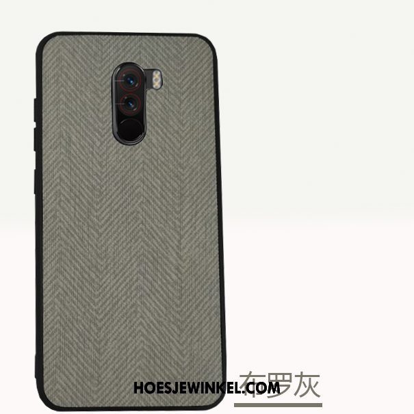 Pocophone F1 Hoesje Leer Groen Mobiele Telefoon, Pocophone F1 Hoesje Mode Bescherming Beige